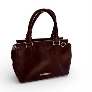 Brahmin Rich Brown Leather Brahmin Mini Schooner leather handbag in brown